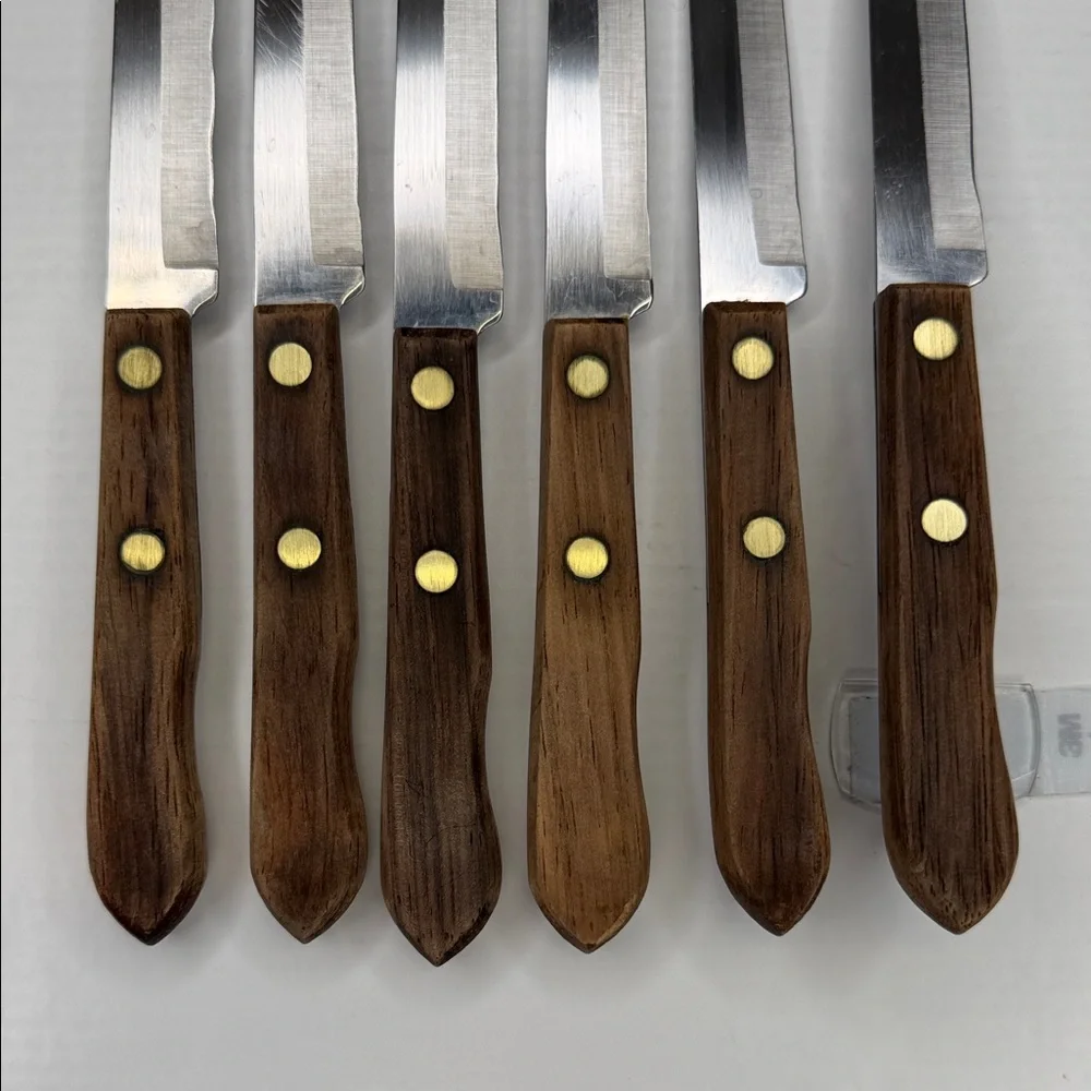 Vintage Wooden Handle Stainless Steel Knife Set